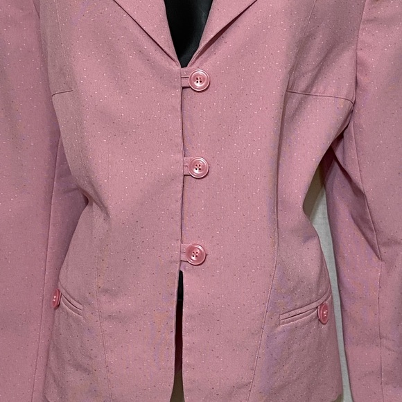 E-32 Sag Harbor PLUS SIZE 16 Pink Dotted Blazer Suit Jacket - Picture 2 of 15